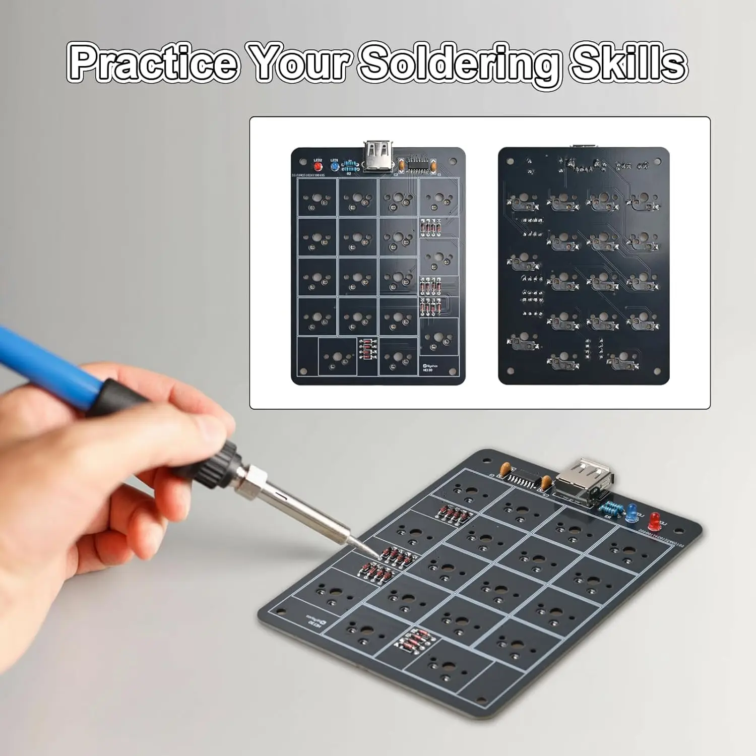 Numeric Keypad Soldering Practice Kit 17-Key USB Mechanical Numpad with Hot-Swappable Switches STEM Learning Project for School
