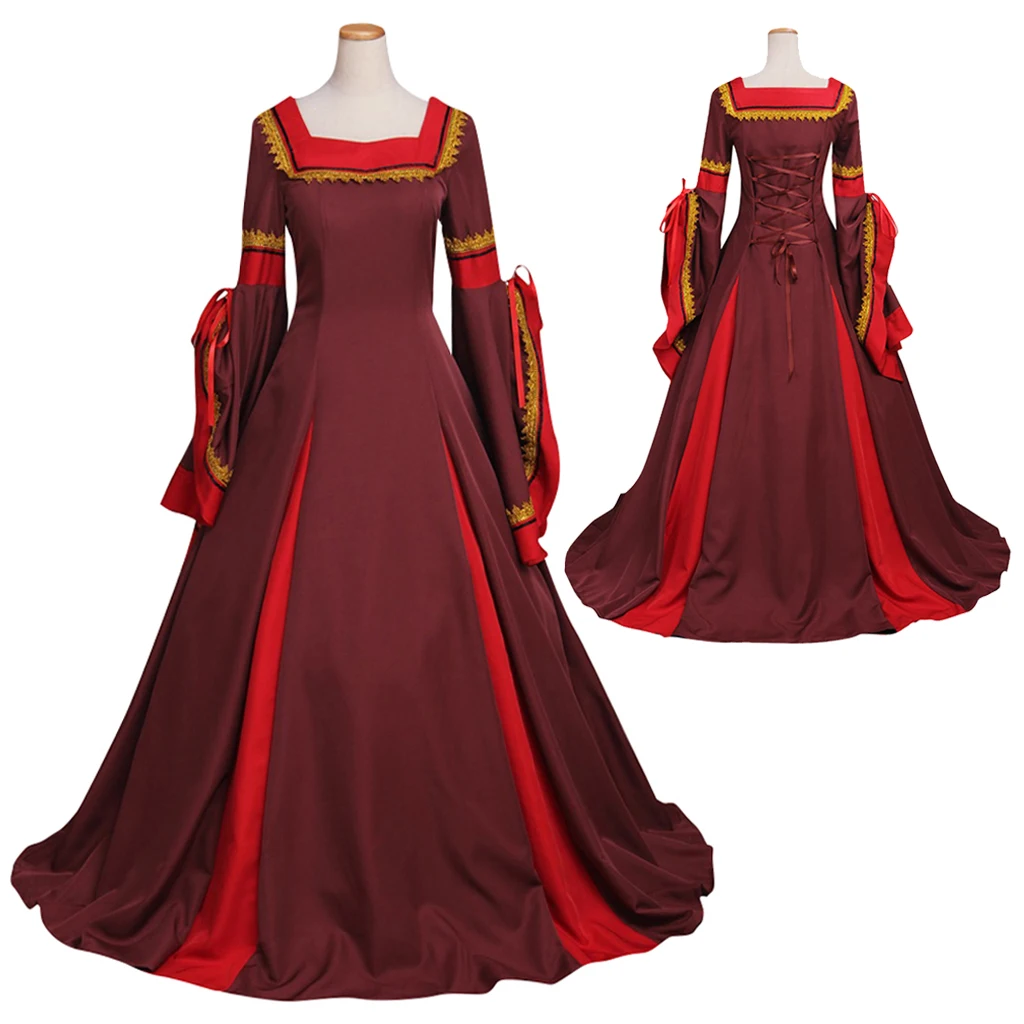 

Medieval Renaissance Victorian Manor Dress Women's Red Ball Gown Halloween Carnival Party Masquerade Costume