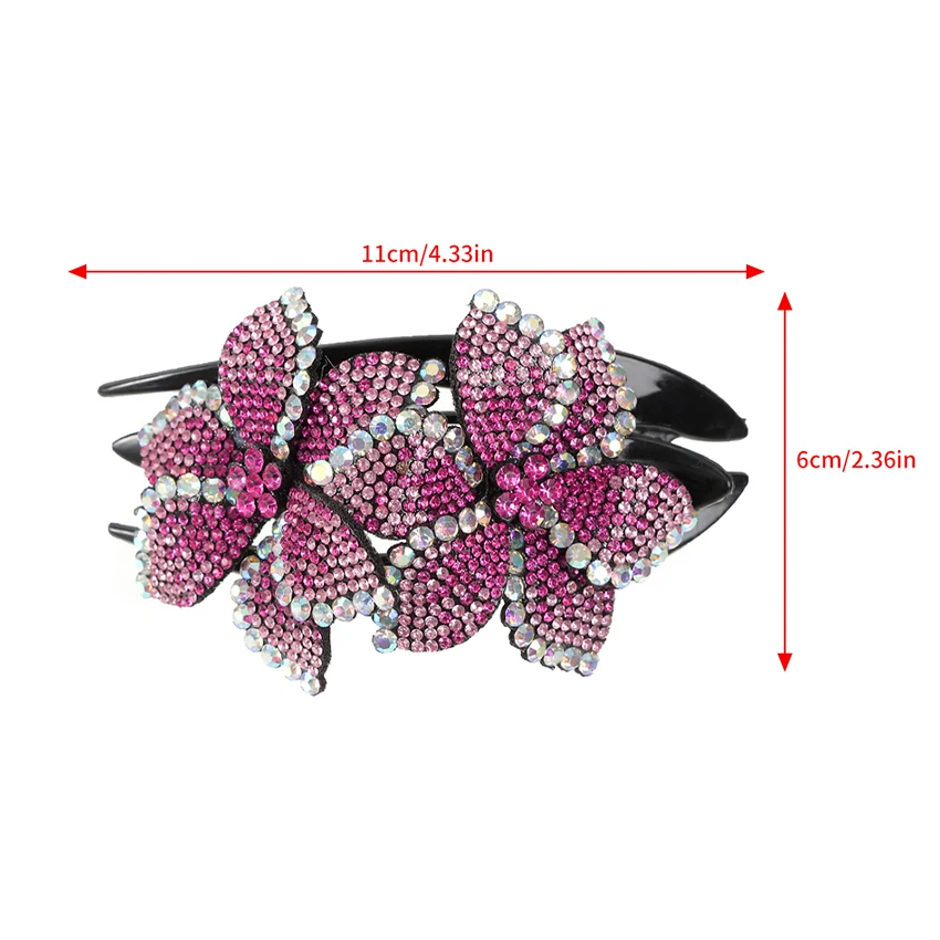 Elegant Rhinestone Women\'s Duckbill Hair Clip Retro Headgear Plastic Barrette Claw Clip Crystal Flowers Hairpin Hair Accessories