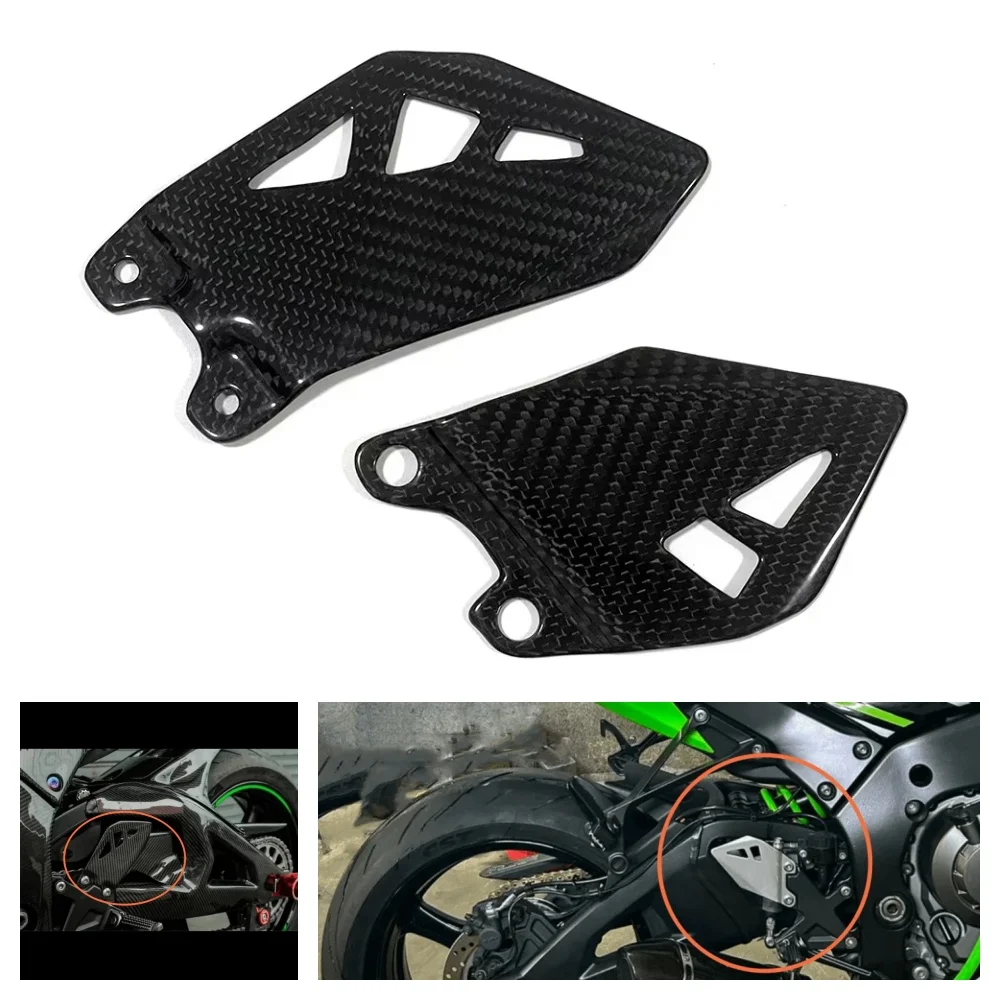 

For KAWASAKI ZX-10R 2011-2024 Ninja ZX-10R/RR 2011-2024 Carbon Fiber Motorcycle Rear Footrest Wing Plate Heel Guards Rearset