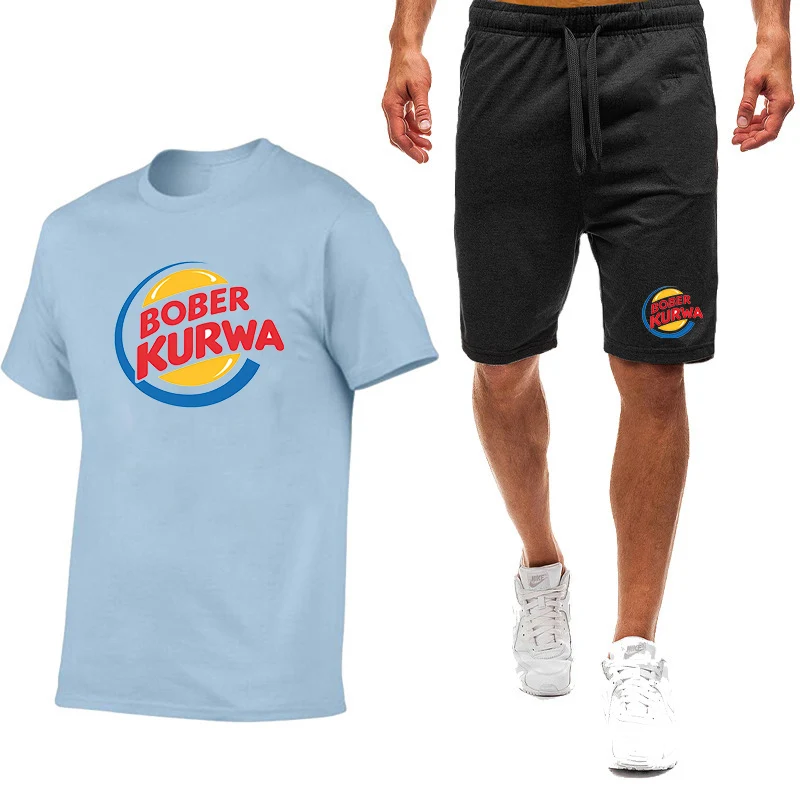 Bober Kurwa Funny Summer Fashion Men's Tracksuit T-shirt Shorts Set Leisure Short Sleeve Set Jogging Gym Suit Brand Clothing view 5
