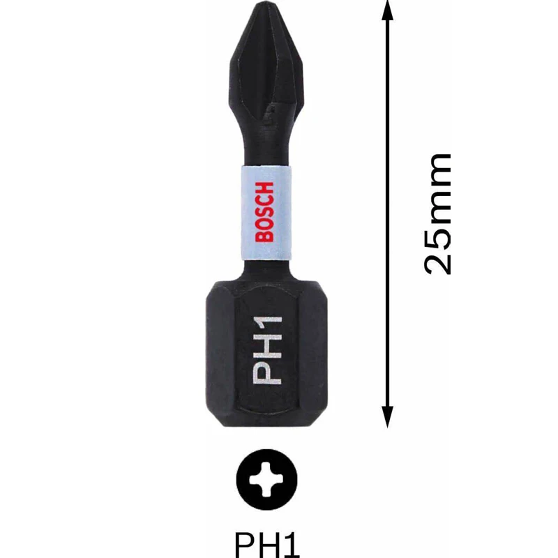 BOSCH Original Impact Control Screwdriver Bit PH1/PH2/PH3/PZ2/PZ3 S2 Modified Steel High Hardness Power Tool Attachments