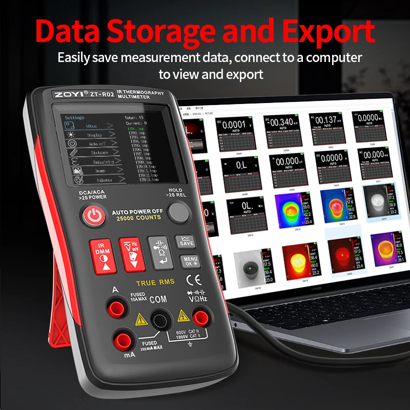 ZOYI R02 Infrared Thermal Imager 240*240 & 25000-Count Multimeter, for Leak Detection, Portable Electronic Maintenance