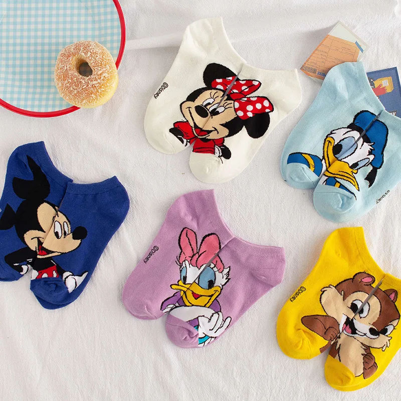 

Disney Boat Socks Mickey Mouse and Donald Duck Minnie Mouse Daisy Duck Printed Cute Cartoon Spring And Summer Short Tube Socks