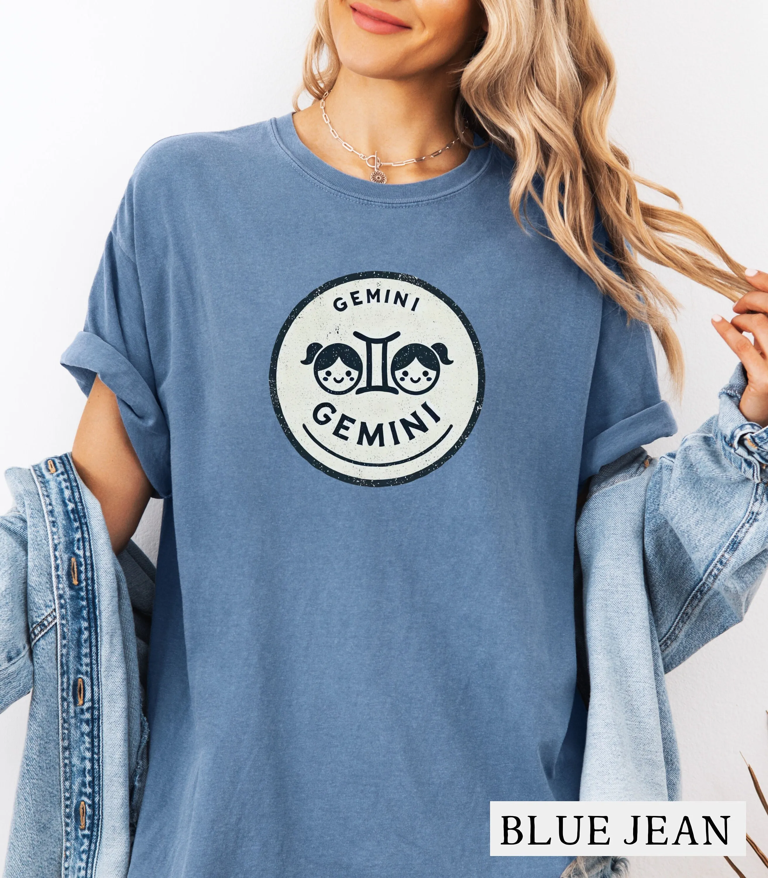 Distressed Gemini Zodiac T Shirt Minimalist Monochromatic Twin Symbol Twins Design Vintage Horoscope Comfort Colors