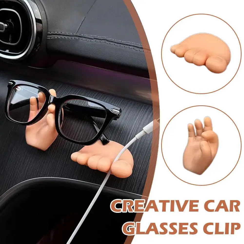 Creative Hand Foot Shaped Dashboard Storage Holder Glasses Key Charging Cable Clip Car Interior Organizer Decorations