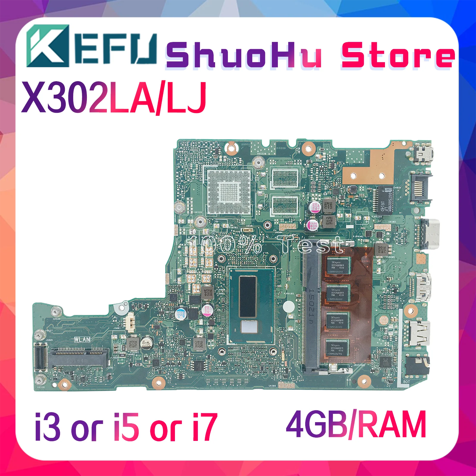 KEFU F302LA Mainboard untuk F302LJ X302LJ X302LA P302LA P302LJ Laptop Motherboard I3 I5 I7 4th/5th CPU 4GB/RAM UMA/GM tes 100%