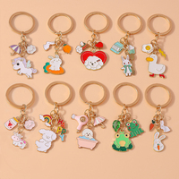 Aihua New Cute Keychain Enamel Animal Frog Dog Duck Rabbit Keychain For Women Handbag Pendant Accessories DIY Jewelry Gifts
