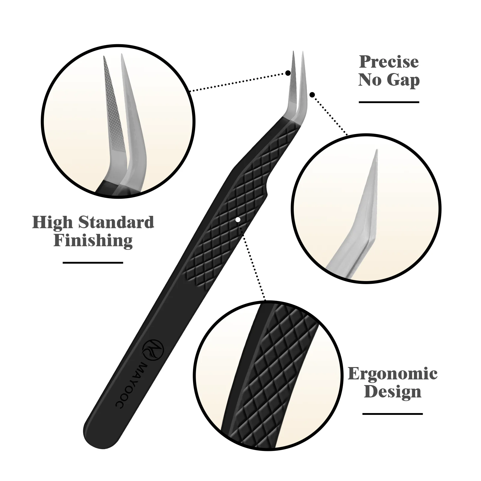 MAYOOC Eyelashes Tweezers Fiber Tip Stainless Steel Superhard Tweezers High Precision Anti-static For Eyelash Extensions Tools