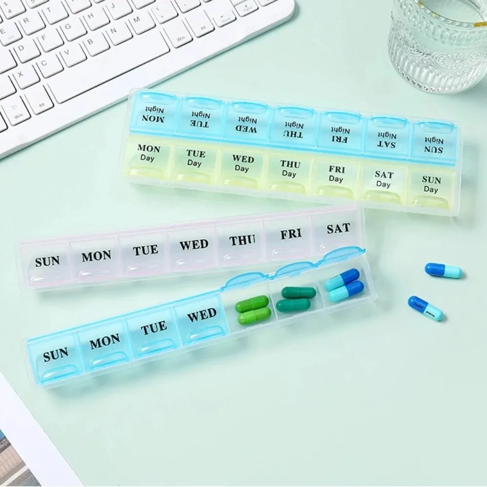 

Portable Travel Pill Box Cases Organizer 7 Days 21 Grids 3 Times One Day with Large Compartments for Vitamins Medicine Fish Oils