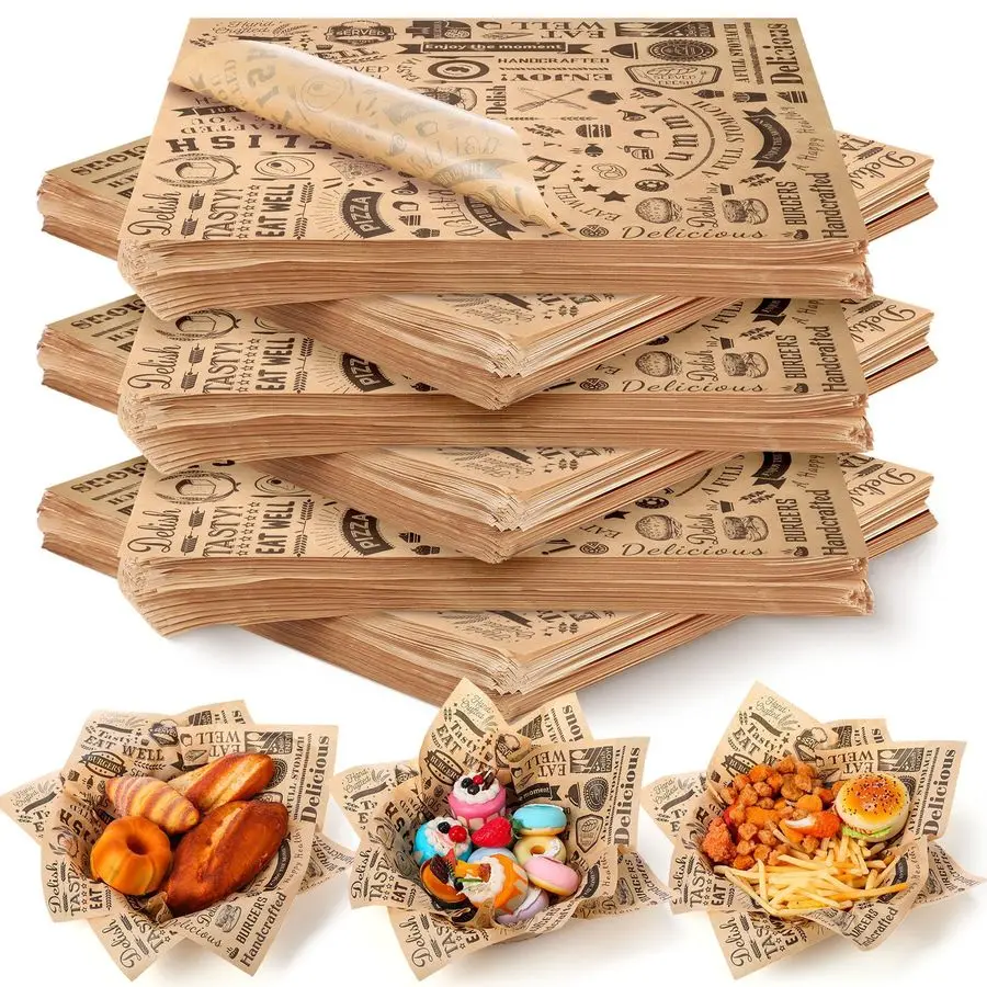 

Бумага для сэндвичей Deli, 15 x 15 дюймов, большие листы, жиронепроницаемая, для упаковки еды, подкладки для корзин, газетная бумага, 15 шт.