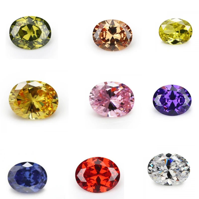 

5A 10pcs Loose Cubic Zirconia Oval Shape 2x3-13x18mm Various Colors Purple Garnet Green CZ Zirconia Stones For Jewelry DIY