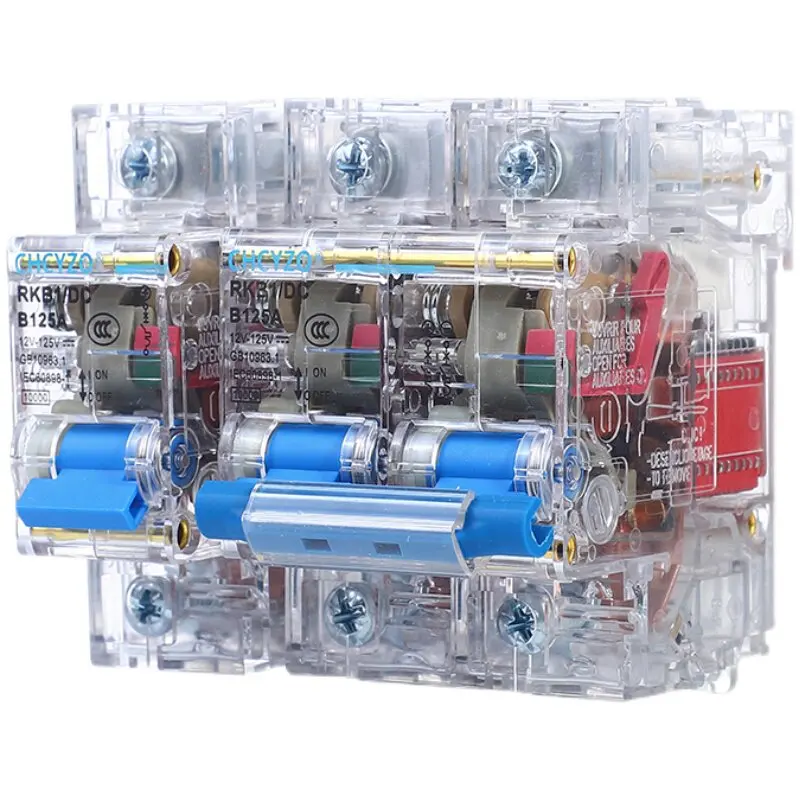 Transparent DC Air Switch DC24V 48V60V 120V High Current 100A125A DC Air Circuit Breaker