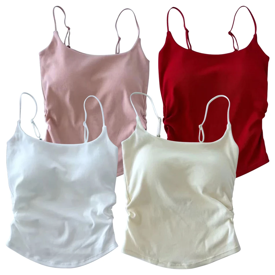 

Girls Summer Padded Camisole Top Versatile Piece Casual Wear and Layering with Denim or Skirts Solid Color Underwears New