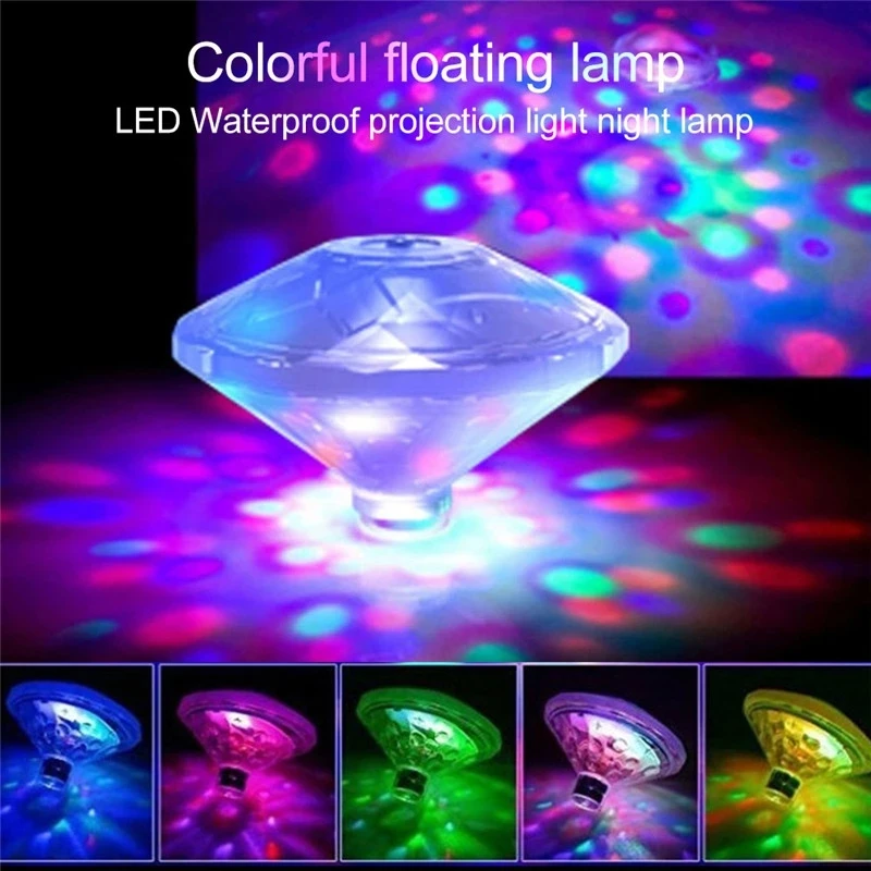LED Floating Pool Light DiamondShape Colorful Floating Lamp Waterproof RGB LED Light for Swim Pond Fish Tank Bathtub Decoration