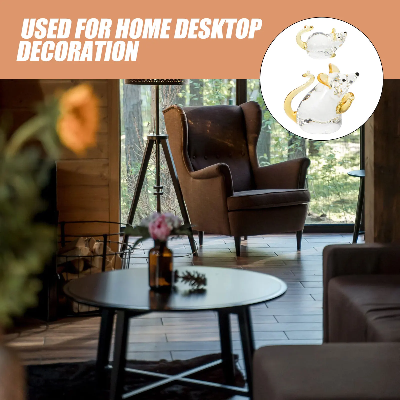 2 قطعة الماوس الزجاجي الصينية زودياك الديكور غرامة الحرفية غرفة المعيشة غرفة نوم ديكور المنزل منضدية زخرفة الزجاج الحيوان #6