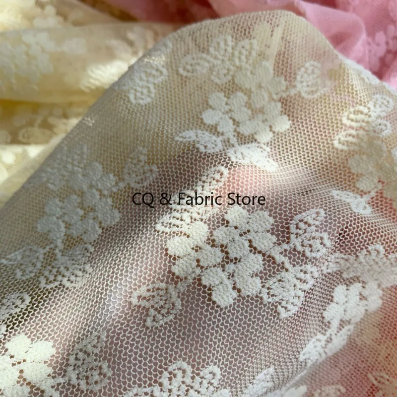 Pizzo non elasticizzato jacquard 3D ricamo floreale tessuto a rete abito da sposa gonna di garza fatta a mano camicia tovaglia tessuto