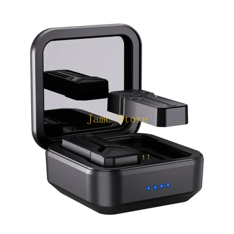 LX0B Glasses Charging Case with LED Battery Lights, 2 Parts, ABS Shell Carry Storage for Pocket Carry, Away