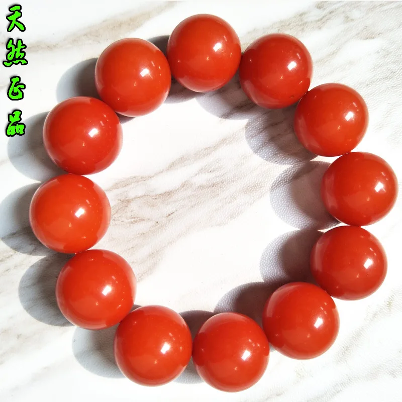 Men's and Women's Full-Color Full-Meat Baoshan Bracelet Liang Shan of Sichuan Province Nine-Mouth Persimmon Red South Red Agate