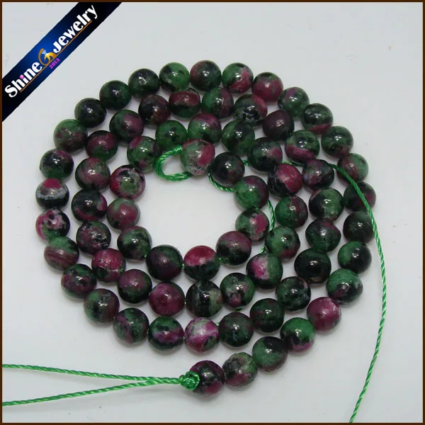 A small amount of Natural 6mm Round Brilliant Shape Red and Green Zoisite Stones Loose Beads Strand 15