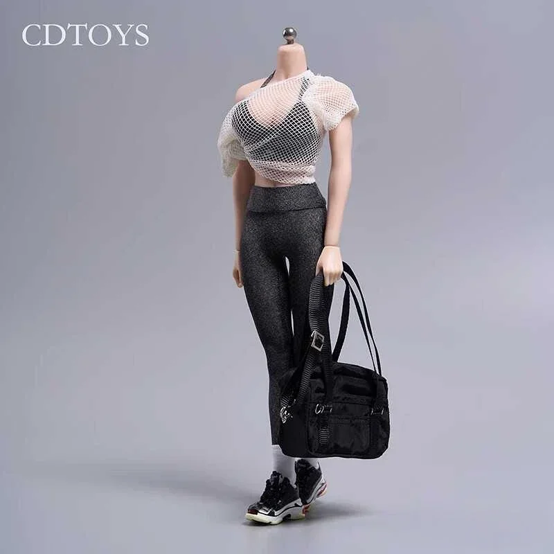 1/6 Female Soldier Elastic Yoga Sportswear Suit Mesh TShirt Shoes Bag Clothes Outfit for 12