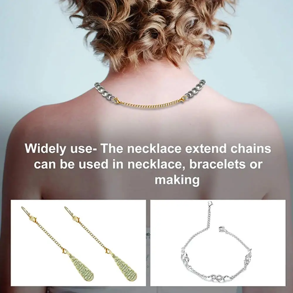 Estensore per collana da 2,5/5/7,5/10/12,5/15 cm, connettore con chiusura a moschettone con catena di coda di estensione estesa per bracciale dorato argentato