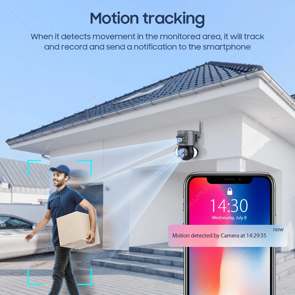 SHIWOJIA WIFI IP Camera 4MP 10X Zoom Security Protection Outdoor Surveillance Cameras AI Auto Tracking floodlight Camera