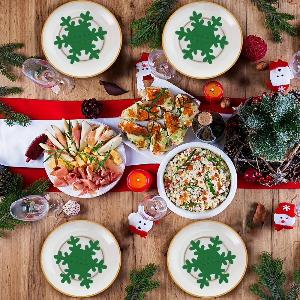 12 Filz-Schneeflocken für Weihnachten, Weihnachtsbesteckbeutel, Weihnachtsbesteckhalter, perfekt zum Dekorieren Ihres Partytisches