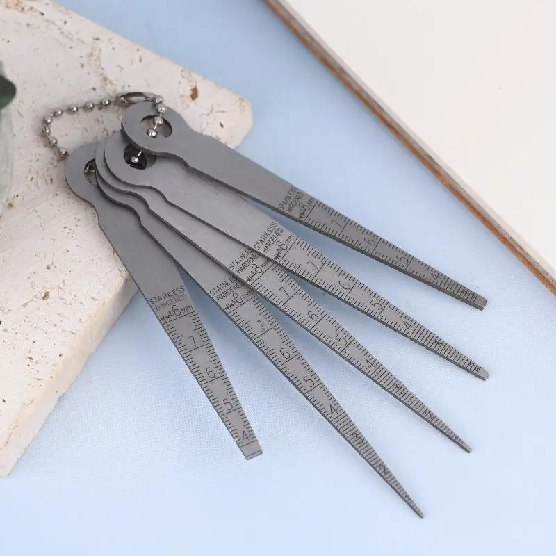 5Pcs High Precision Feeler Measuring Tool Stainless Steel Welding Taper Feeler Gauge Rulers Hole Inspection Tool 1-8mm