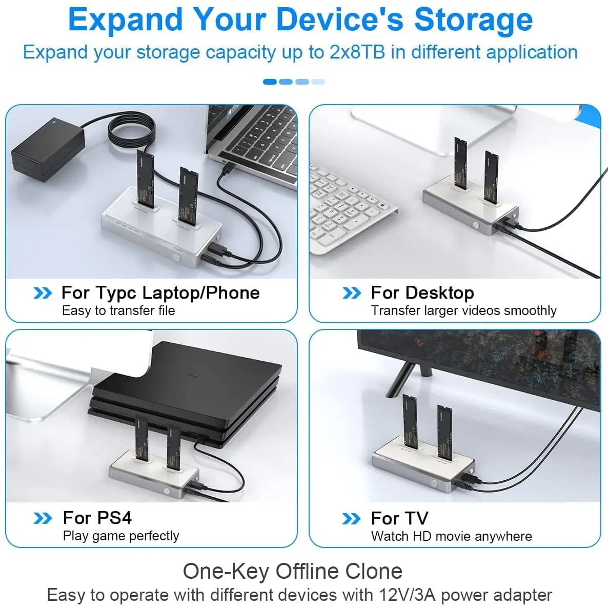 Imagem -06 - Dual-bay Nvme Docking Station sem Ferramentas Clone Offline Duplicador para m2 Ssd m Key Ssd Suporte para Gabinete de Disco Rígido Externo M.2