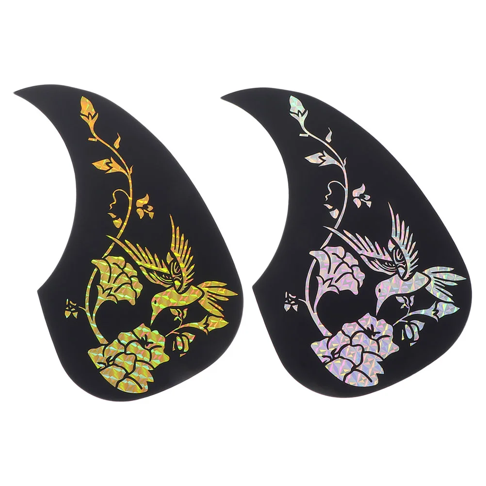 

2 Pcs Guitar Pickguard Scratch Plate Water Drop Gold Silver Hummingbird Feeding Lightweight Portable Acoustic Guitar Parts