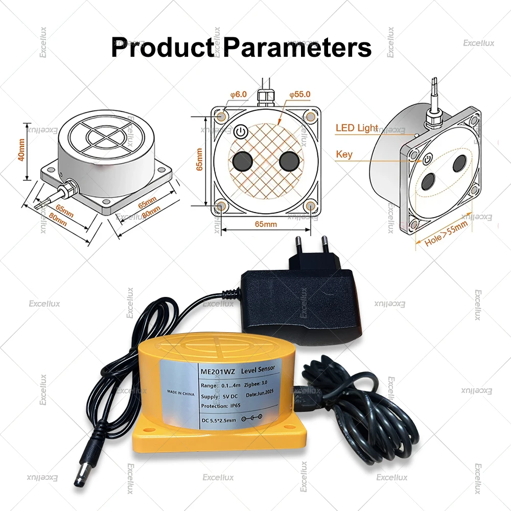 WiFi 투야 스마트 액체 레벨 센서 초음파 수위 감지 탱크 레벨 감지 앱 실시간 모니터 알람 시스템