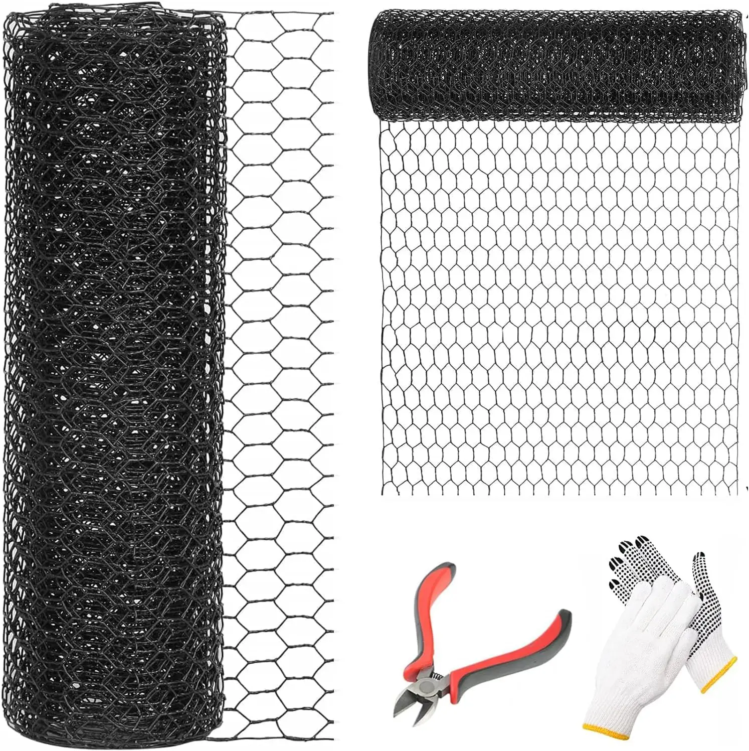 

1/2 Inch Black Wire Mesh Roll - 12'' x 50' Chicken Wire Fence, 21 Gauge Hardware Cloth Poultry Netting for Garden/Animal Barrier