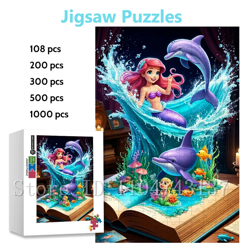 

Волшебная книга Русалочки: головоломка-пазл 108/200/300/500/1000/1500 элементов, развивающая игрушка с изображениями Диснея для детей