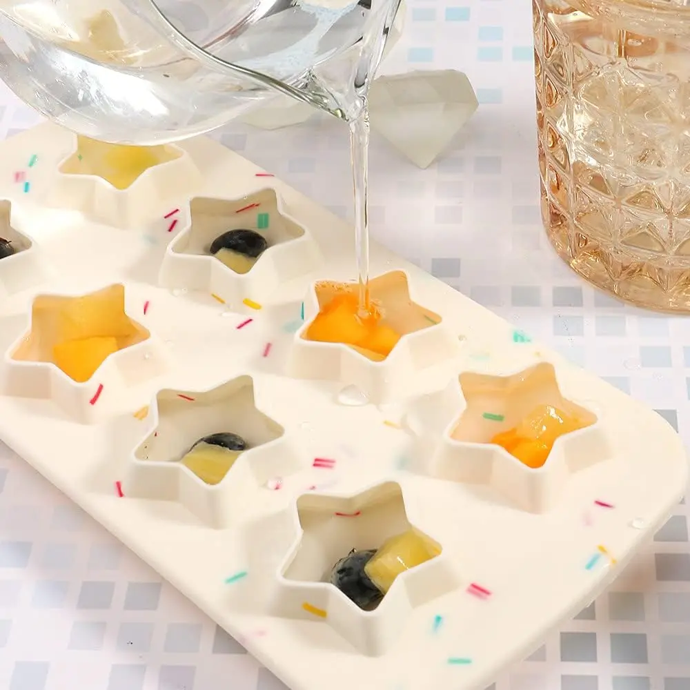 

Cube Molds Silicone Set of 2 Star Shaped Reusable Silicone Ice Maker for Whiskey Drinks and Cocktails Making Fun Ice Cubes and G
