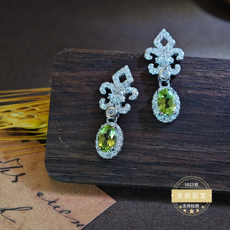 

Оригинальные серьги-капли из настоящего стерлингового серебра 925 пробы с натуральным перидотом для женщин, изысканный подарок на день рождения для девочек и женщин