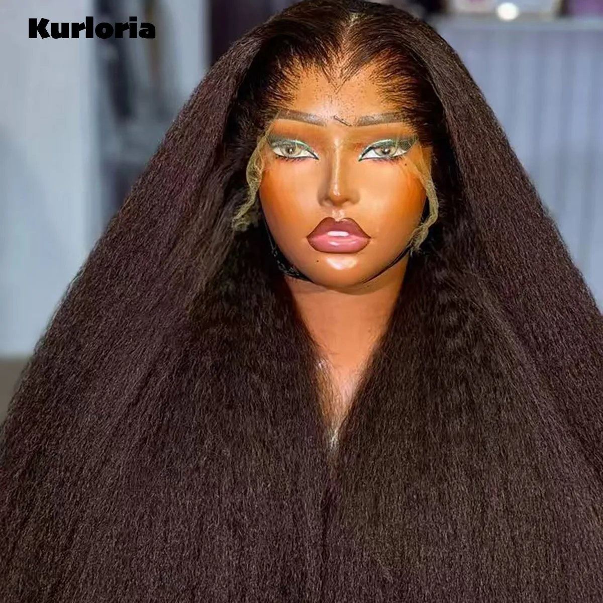 Natural Black 400 Density Kinky Straight 13x4 13x6 HD Transparent Lace Wig 100% Human Hair Glueless Wear and Go Pre-plucked