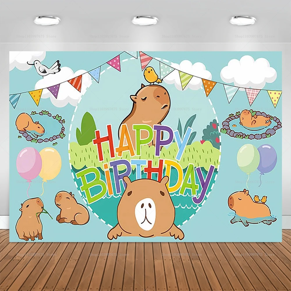 Cute Capybara Theme Backdrop Children\'s Birthday Party Decoration Supplies Photography Background Baby Shower Photo Booth Props
