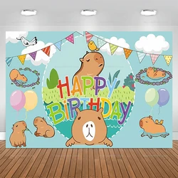 Cute Capybara Theme Backdrop Children's Birthday Party Decoration Supplies Photography Background Baby Shower Photo Booth Props