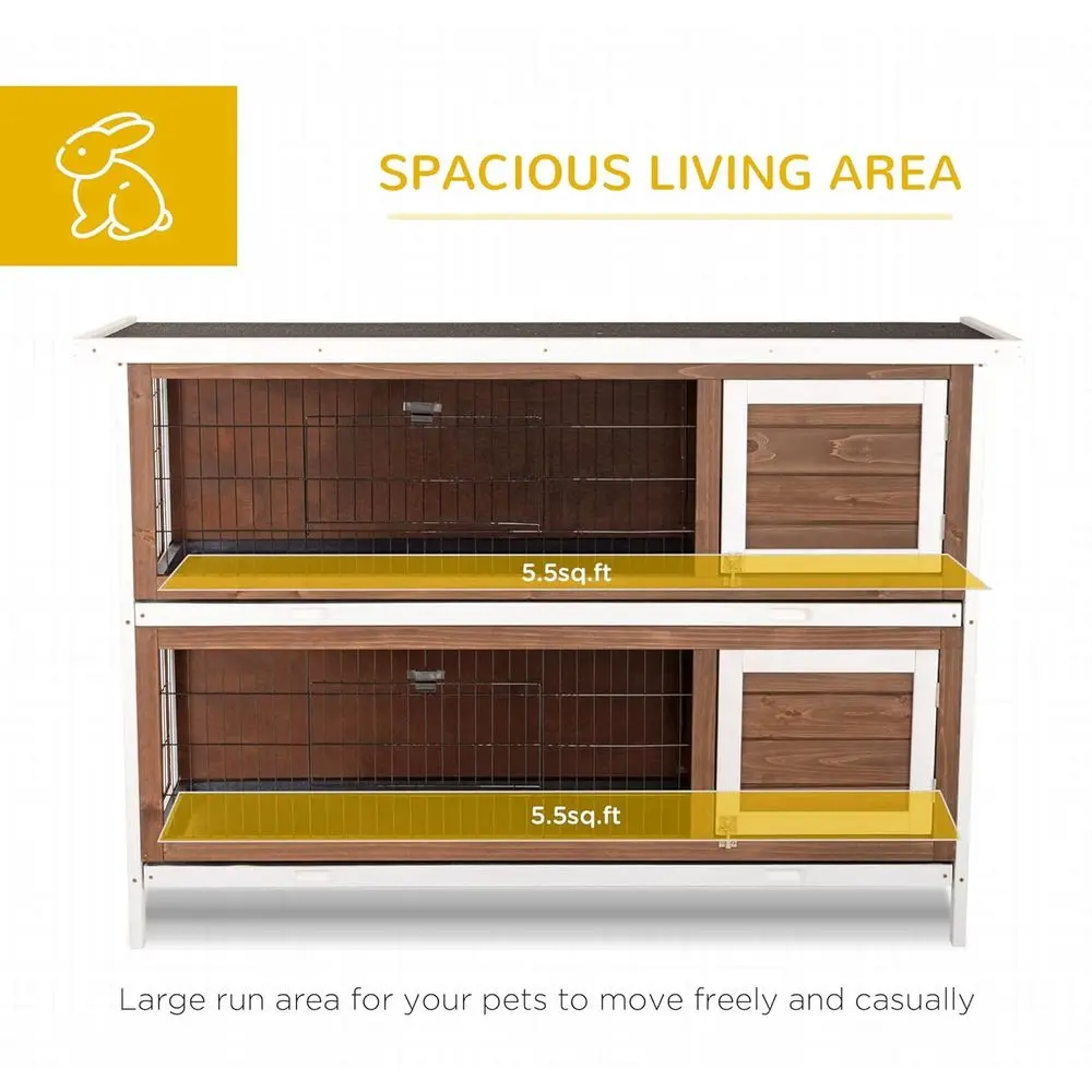 Wooden Small Pet Cage Leak-Proof Design Raising Hutch with Secure Door