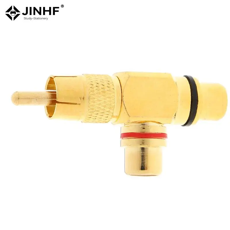 1pc Gold Plated RCA Male To 2 Female RCA Splitter Adapter AV Video Audio T Plug RCA 3 Way Plug R Connector