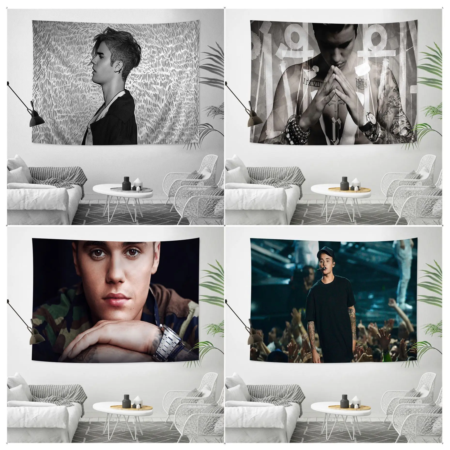 

Fashion Justin Bieber Cartoon Tapestry Art Science Fiction Room Home Decor Japanese Tapestry