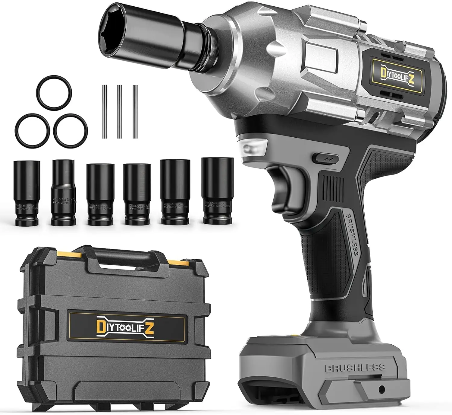 Impact Wrench 1/2 inch for Dewalt 20v Battery, 900FT-LBS(1200N.m) Brushless Electric Impact Gun for Car Home, High Torque Power