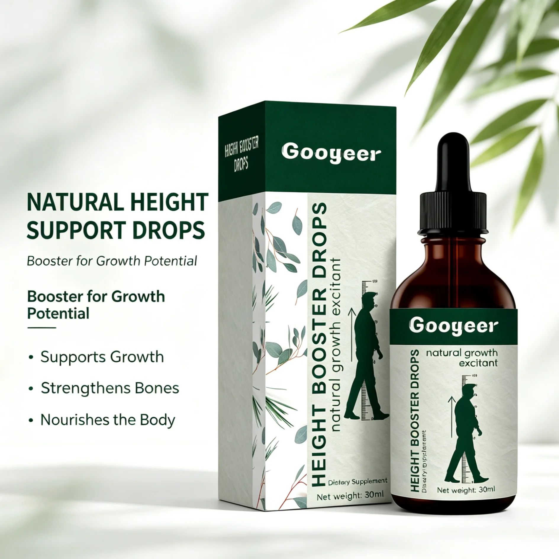 Height Booster Drops With Calcium & Vitamin D3 Natural Bone Growth Support Promote Bone Density Nutrition For Kids Teens Adults