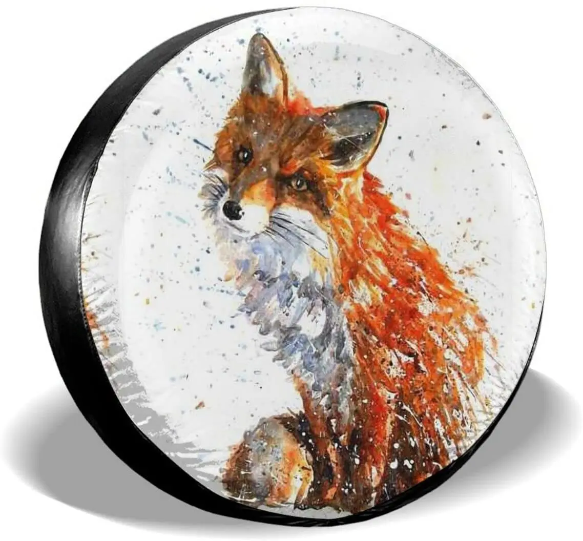 

Kanen Watercolor Fox Spare Tire Cover Universal Sunscreen Waterproof Dust-Proof Wheel Covers Fit for Trailer Rv SUV