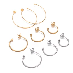 10PCS French Ball Tip Open Circle Hoop Earring Stainless Steel Hyperbole Large Eardrop for Women Fashion Vacation Gift Jewelry