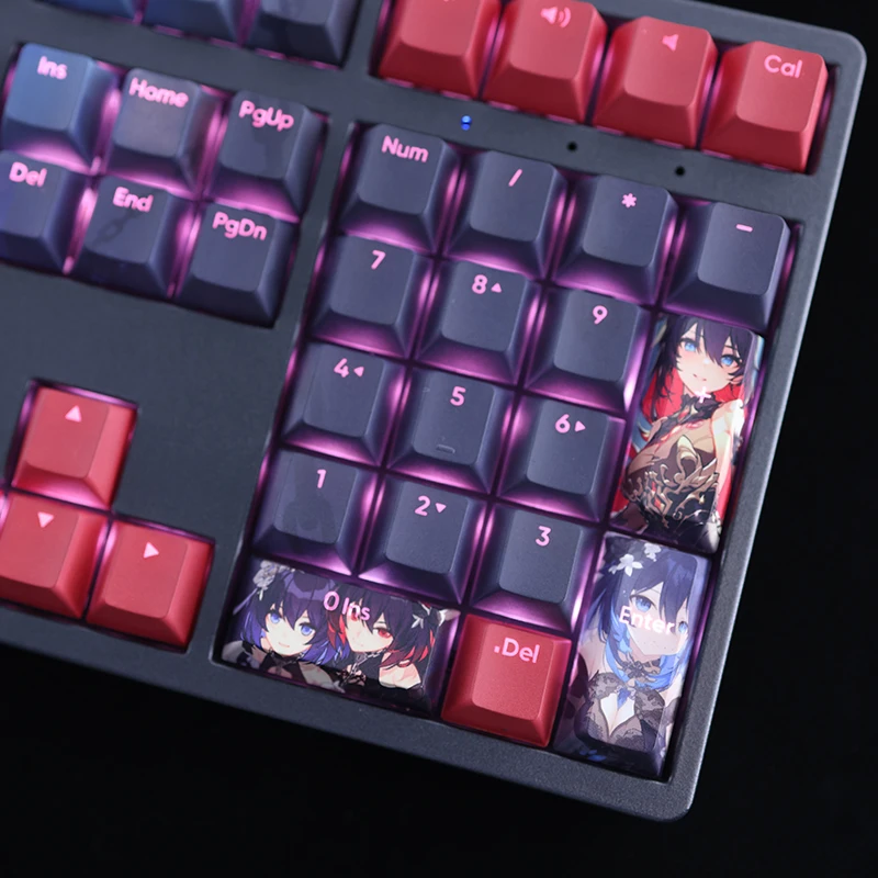 Keycaps PBT Dye Subbed, Keycap, Keycap, Retro-lit, Honkai Impact 3, Anime Gaming, No Profile, Stygian, 108 prédire, Set