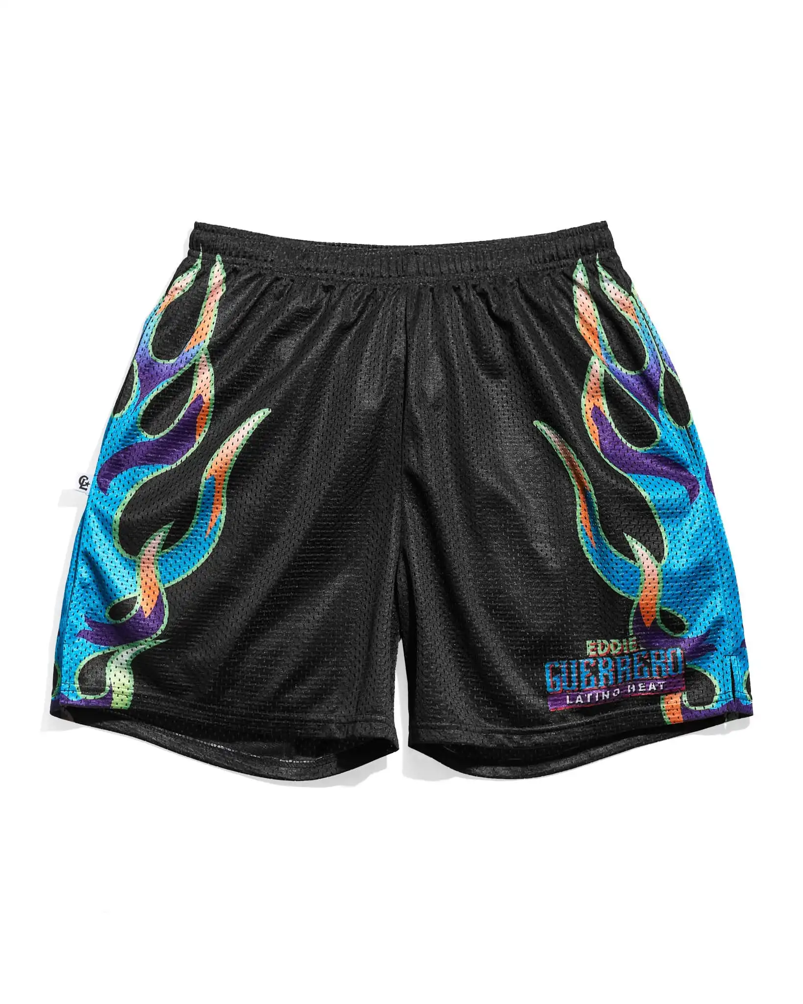 

Men Colorful Flame Print Shorts Elastic Drawstring Waist Eddie Guerrero Latino Heat Shorts Casual Sports Basketball Short Pants