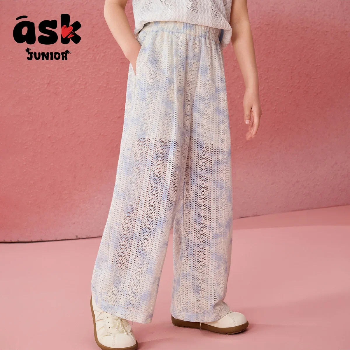 اسأل جونيور الصيف الفتيات التعادل مصبوغ الدانتيل الربط السراويل المستقيمة المتوسطة وكبار السن الأطفال عطلة نمط شاطئ البحر السراويل غير رسمية #4