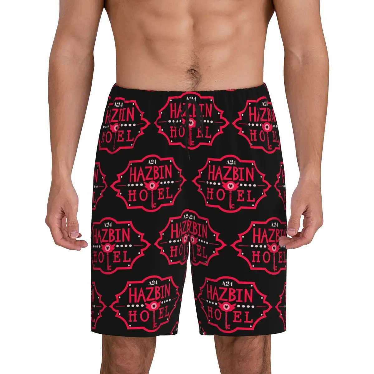 

Мужские короткие пижамные шорты Hazbin Hotel в стиле комедийного аниме, с принтом американских песен и танцев, для сна и отдыха